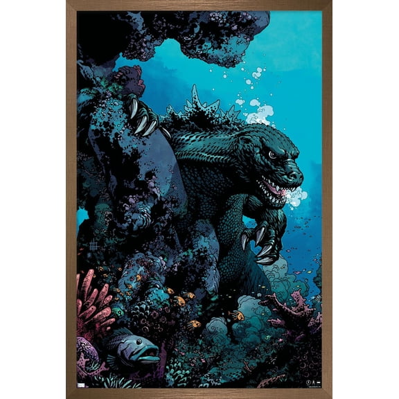 Godzilla: Comic - Ocean Wall Poster, 22.375" x 34" Framed