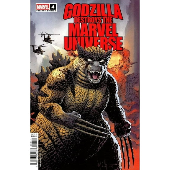 Godzilla Destroys the Marvel Universe #4C VF ; Marvel Comic Book