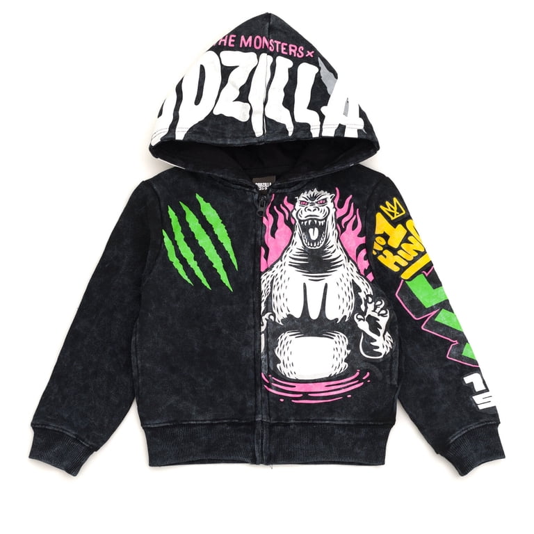 Godzilla Fleece Vintage Wash Matching Family Zip Up Hoodie Toddler