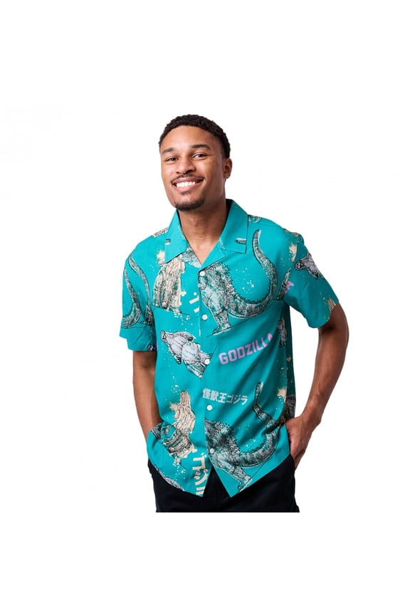 Illustrated Print Woven Button Up-2XLarge