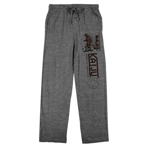 Godzilla Kaiju Men's Heather Gray Sleep Pajama Pants-Medium