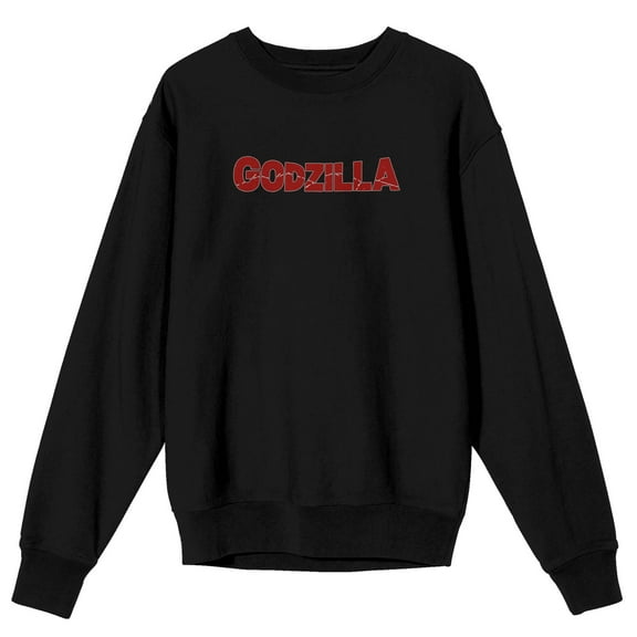 Godzilla Key Art Crew Neck Long Sleeve Adult Black Sweatshirt-Small
