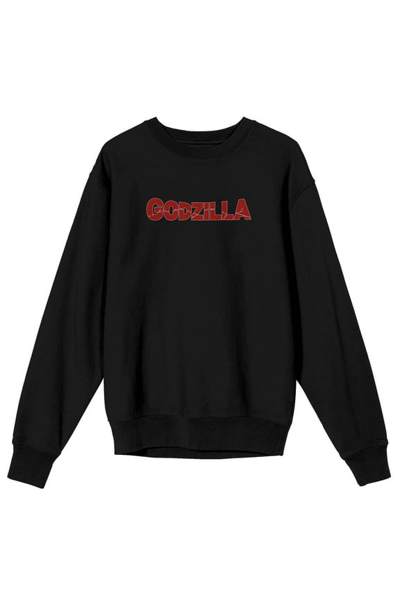 Godzilla Key Art Crew Neck Long Sleeve Adult Black Sweatshirt-Small