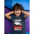 thumbnail image 1 of Godzilla Kids T-Shirt, Warning Godzilla Fan Shirt, Talk about Godzilla Kids Tee, Kaiju Kids T-Shirt, Youth Toddler Kids Men Women,Navy Blue Color,Size Toddler3T, 1 of 5