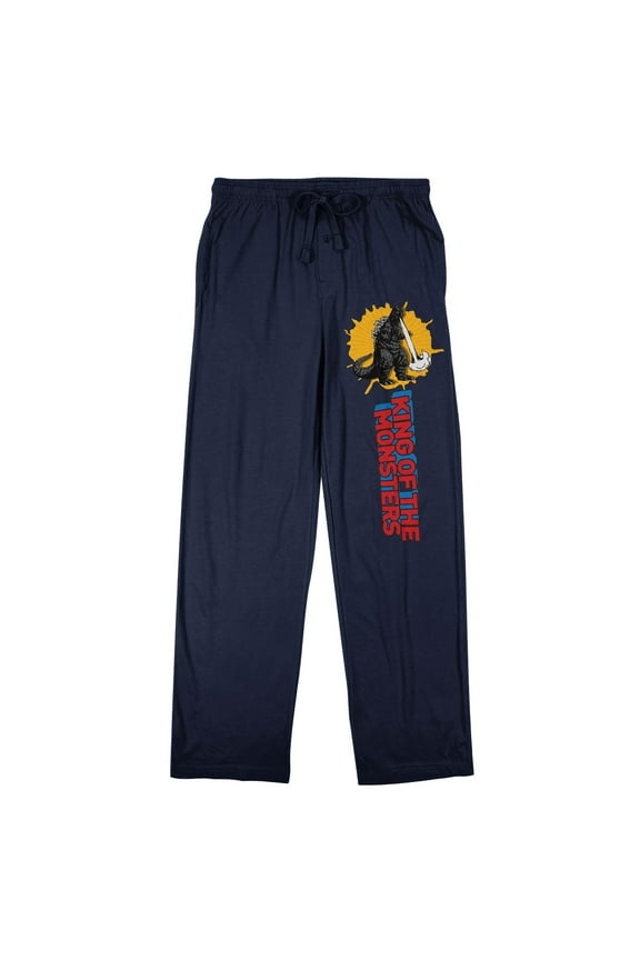 Godzilla King Of Monsters Men's Navy Sleep Pajama Pants-Medium