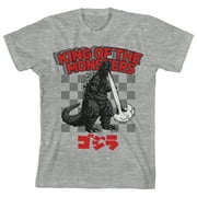 Godzilla King Of The Monsters Crew Neck Short Sleeve Athletic Heather Boy's T-shirt-Large