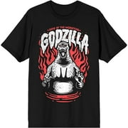 TRMIO Godzilla Monster Flames Men's Black Short Sleeve Performance Tee