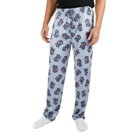 Godzilla Monster Movie Chibi Character All over Print Men's Blue Sleep Pajama Pants-M
