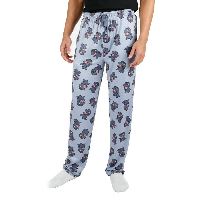 Godzilla Monster Movie Chibi Character All over Print Men s Blue Sleep Pajama Pants XXL Walmart