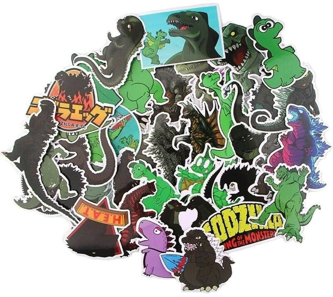 24 Personalised Godzilla Stickers Round Party Labels Set 2