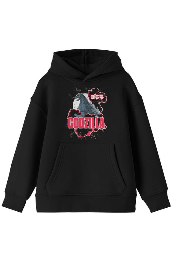 Godzilla Monster and Logo Youth Black Graphic Hoodie - S