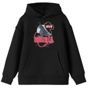 Godzilla Monster and Logo Youth Black Graphic Hoodie- XL
