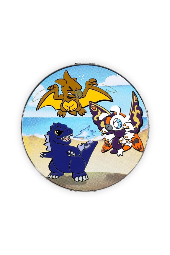 Godzilla, Mothra, and Rodan Chibi Round Enamel Pin