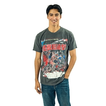 Godzilla Oversized Godzilla Vs. Gigan Poster Art Crew Neck Short Sleeve Men's Black T-shirt-Medium