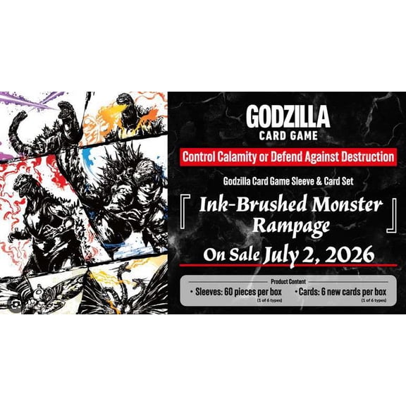 Bushiroad Godzilla Card Game Sleeve & Card Set Ink-Brushed Monster Rampage Official Card Sleeves & Promo Card