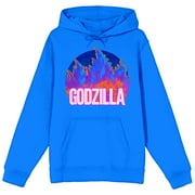 BIOWORLD Godzilla Vs. Kong The New Empire Neon Godzilla Art Long Sleeve Royal Blue Adult Hooded Sweatshirt-Medium