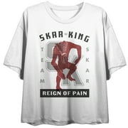 BIOWORLD Godzilla Vs. Kong The New Empire Skar-King Reign Of Pain Crew Neck Short Sleeve Women's White Crop Top-Medium
