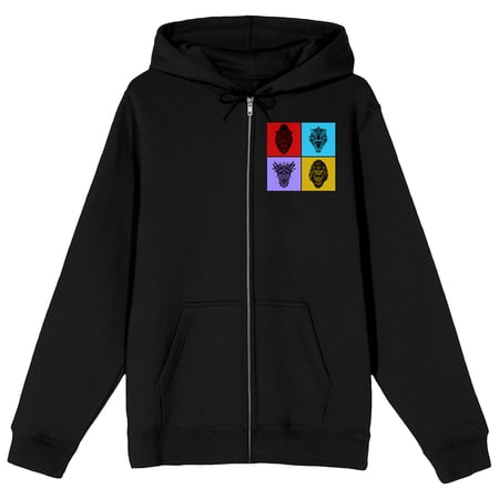 Godzilla Vs. Kong The New Empire Titan Squares Long Sleeve Black Adult Zip-Up Hoodie-XL