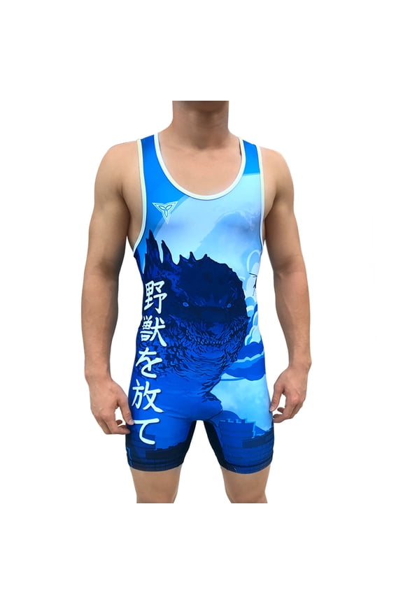 Godzilla Wrestling Singlet - Red and Blue option