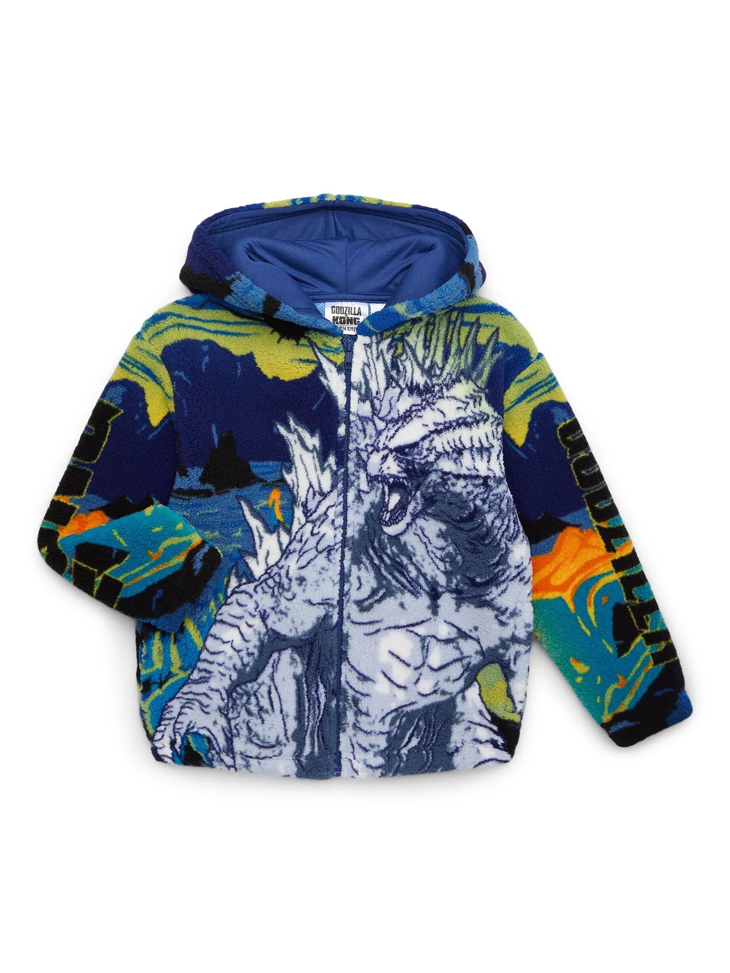 Godzilla vs. Kong Boys Plush Zip Up Hooded Jacket Sizes 4 12 Walmart