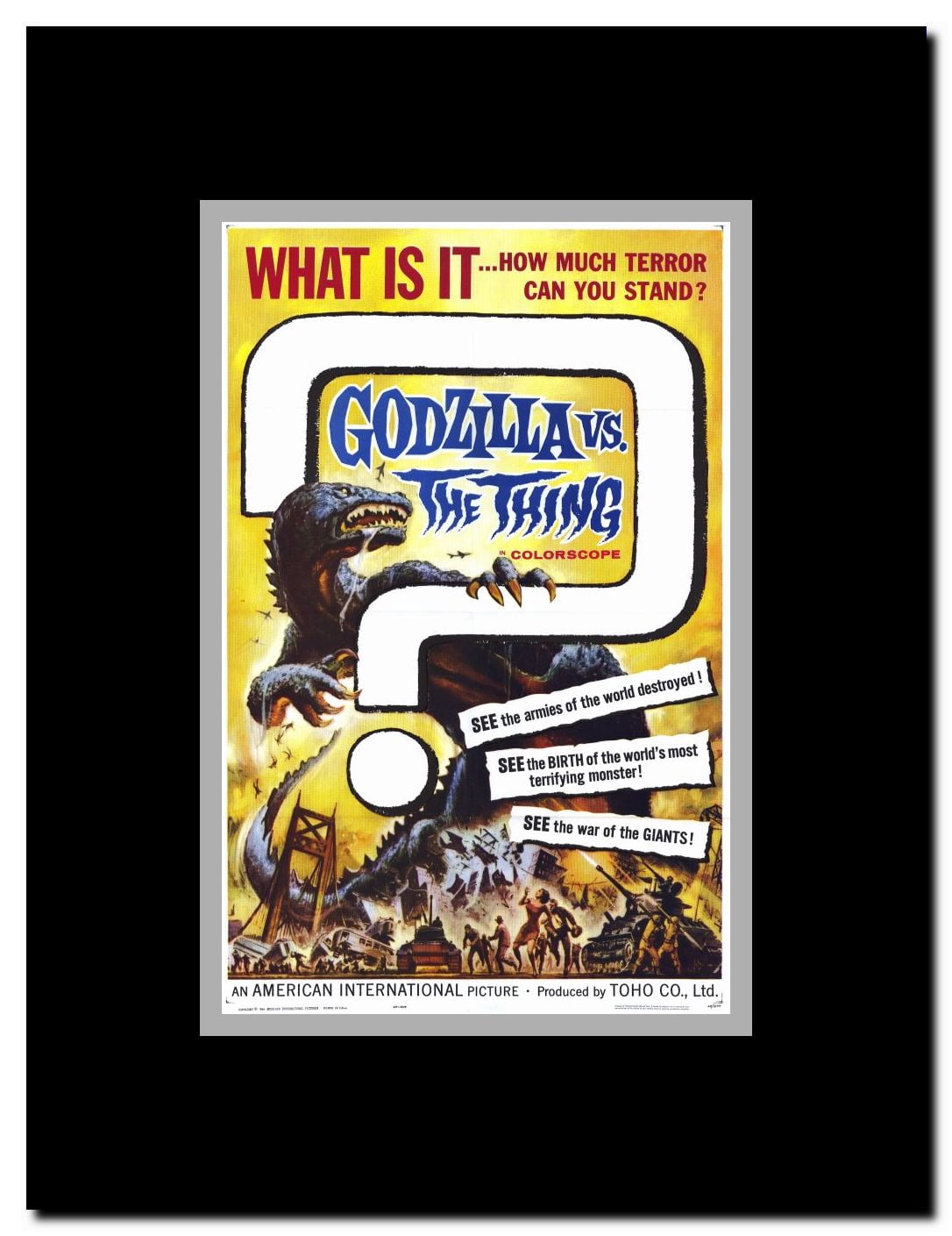 Godzilla vs The Thing Framed Movie Poster