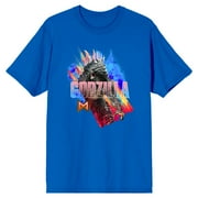 BIOWORLD Godzilla x Kong: The New Empire Godzilla In Smoke Crew Neck Short Sleeve Royal Blue Men's T-shirt-Medium