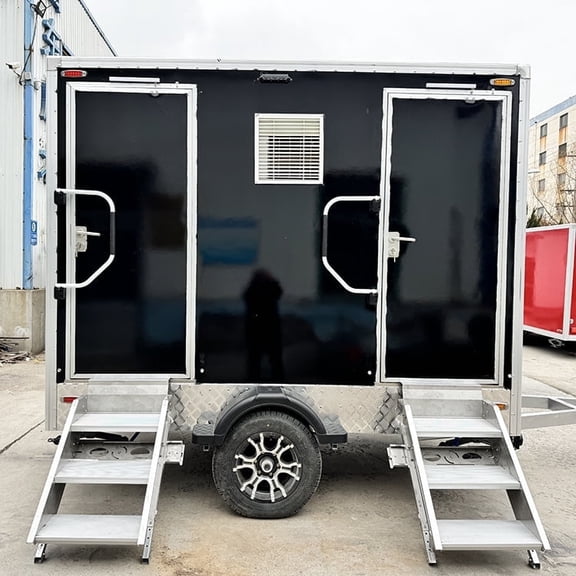 Goeasy Vehicle Black 2 Station Toilet Trailer ,Portable Restroom Trailer