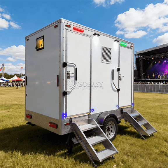 Goeay Mobile Shower and Restroom Trailer with Hot Water and Privacy Stalls for Outdoor Activities
