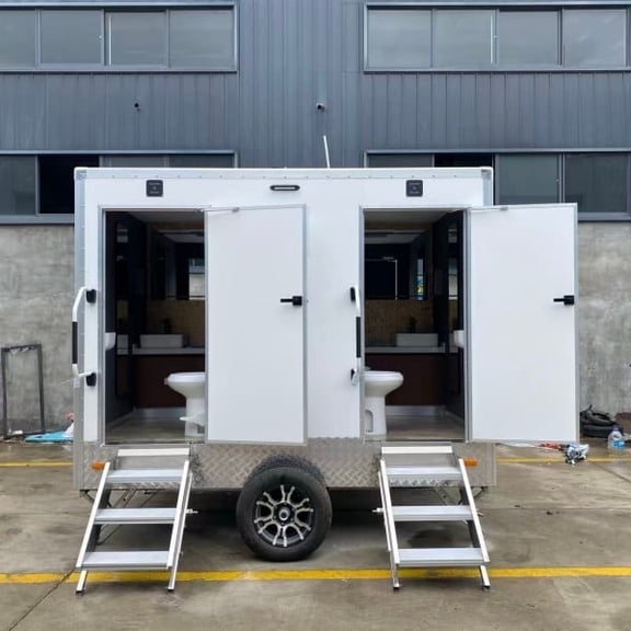 Goeasy Vehicle 2 Stand White Toilet Trailer for High-end Events and Celebrations