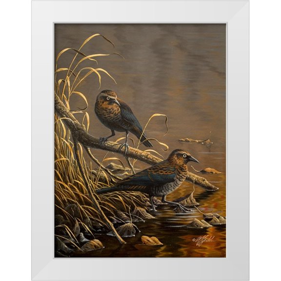 Goebel, Wilhelm 11x14 White Modern Wood Framed Museum Art Print Titled - Rusty Blackbirds