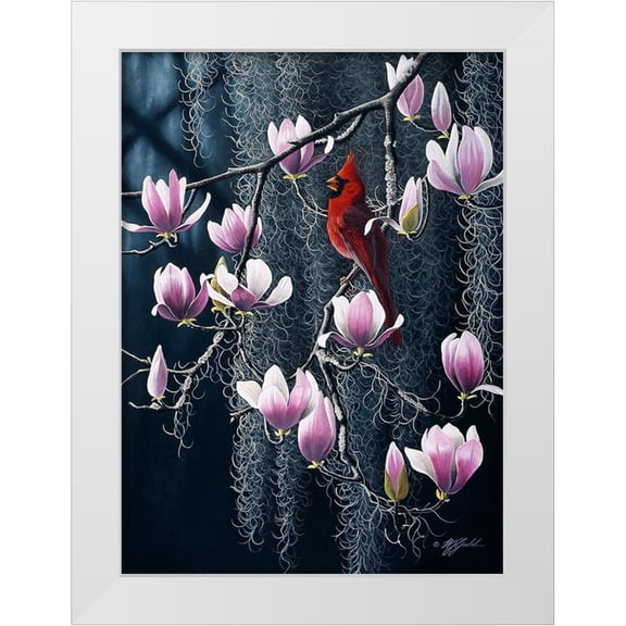Goebel, Wilhelm 11x14 White Modern Wood Framed Museum Art Print Titled - Southern Cheer - Cardinal