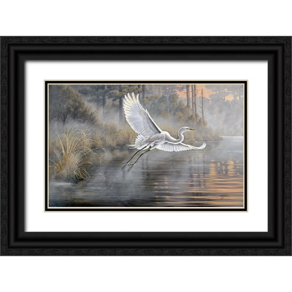 Goebel, Wilhelm 14x10 Black Ornate Wood Framed with Double Matting Museum Art Print Titled - Sunrise Flight