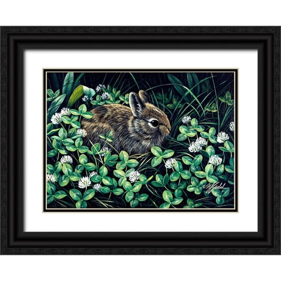 Goebel, Wilhelm 18x14 Black Ornate Wood Framed with Double Matting Museum Art Print Titled - In Clover