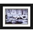 thumbnail image 1 of Goebel, Wilhelm 24x17 Black Ornate Wood Framed with Double Matting Museum Art Print Titled - Hardwood Creek - Wild Turkeys, 1 of 4