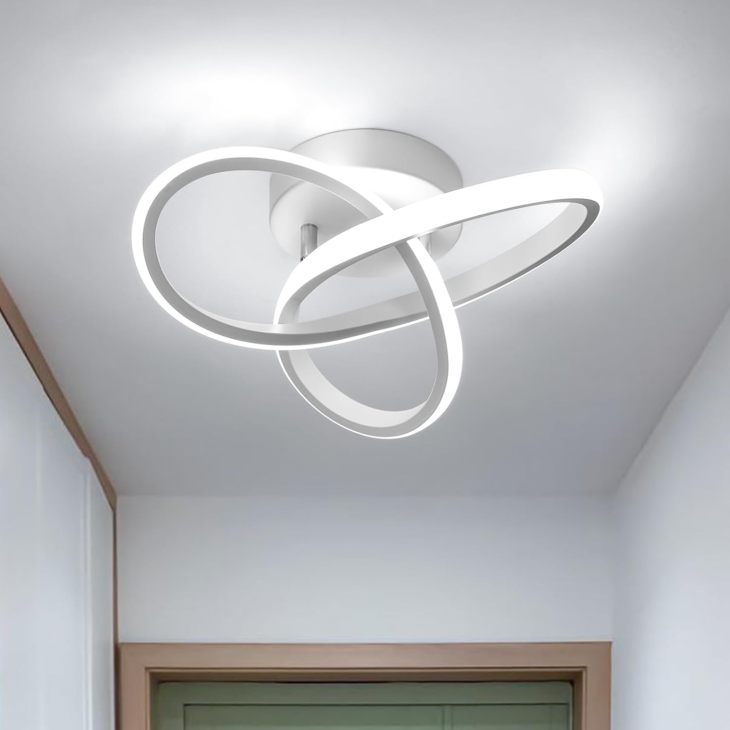 Goeco Modern LED Ceiling Light, Spiral Design Flush Mount Ceiling Light Fixture, 22W Cool White 6500K Hallway Light Fixtures Ceiling Lamps for Kitchen Dining Room Living Room Bedroom