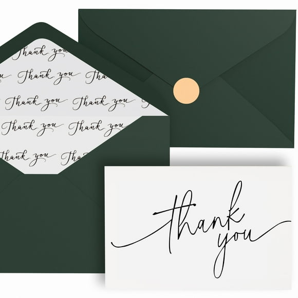 Goefun 144 Thank You Cards with Envelopes Bulk Pack 4×6 Green Blank Thank You Notes, Elegant Designs for Wedding, Baby Shower, Bridal Shower, Small Business, Graduation and Funeral