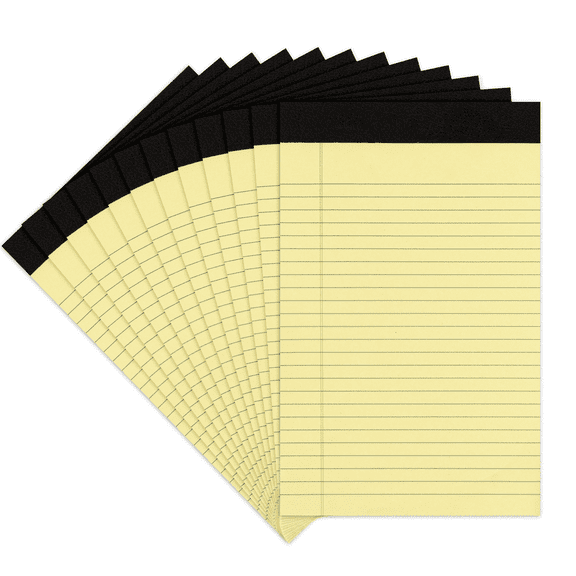 Goefun Yellow Legal Pads 5x8 Narrow Ruled 12 Pack 30 Sheets Small Notepads 5x8, Perforated Yellow Writing Pads Paper for Students, Home, Business