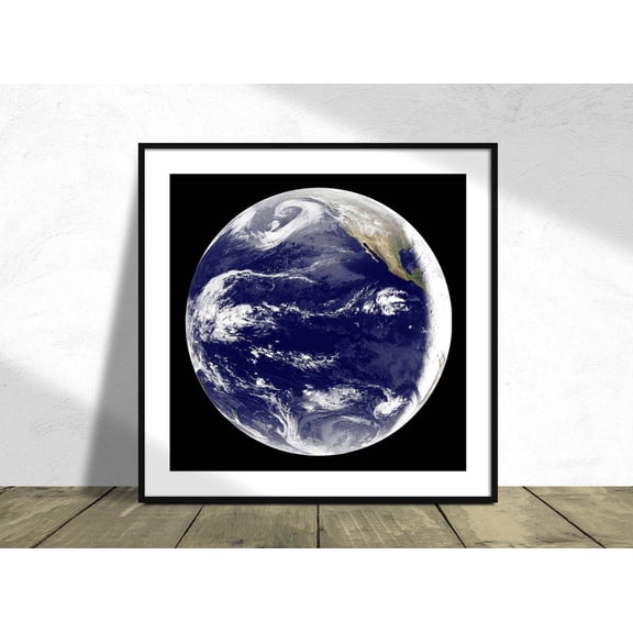 Goes 11 Satellite Image Showing Earth On March 25, 2010. Original From Nasa I Square Print, Square, Nasa, Nursery Space Art A5 #4075, Unframed Poster Size 8x12
