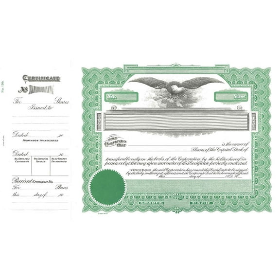 Goes 196 Capital Stock Certificate, Goes Stock Certificate, Size 8-1/2" x 15", Printable, Laser or Ink Jet Compatiable (Pack of 25)