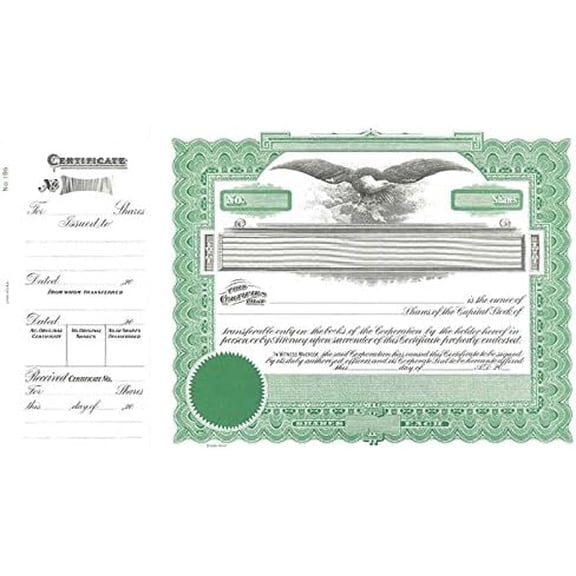 Goes 196 Capital Stock Certificate -Pack of 25$$Office