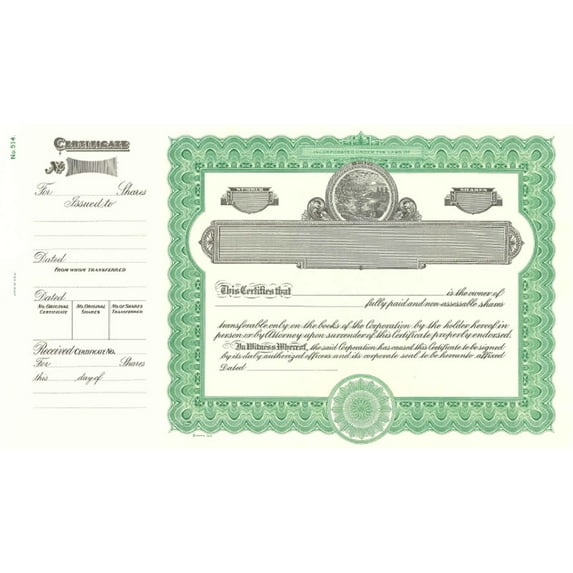 Goes 514 Stock Certificate Size 8-1/2" x 15", Corporation Stock Certificates Laser or Ink Jet Compatiable (10 Pack)