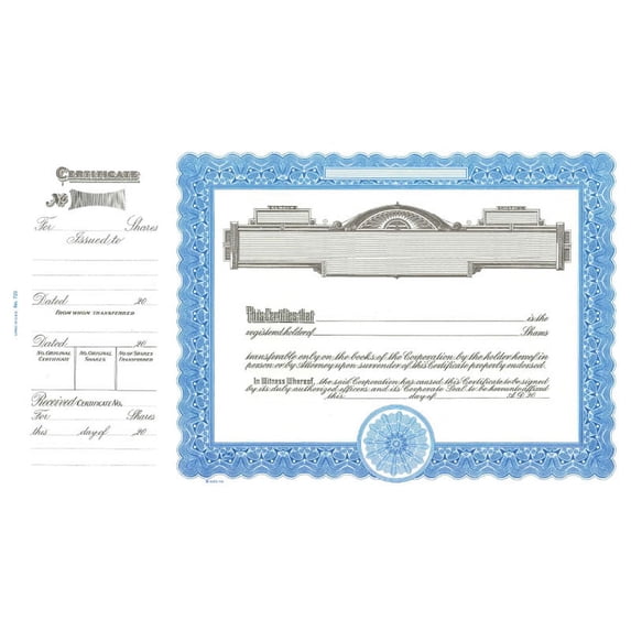 Goes 720 Stock Certificate, Incorporation Certificates, Size 8-1/2" x 15", Printable, Laser or Ink Jet Compatiable (Pack of 100)