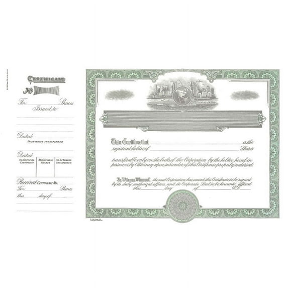 Goes 755 Corporate Stock Certificate Size 8-1/2" x 15", Certificate Stock Laser or Ink Jet Compatiable (5 Pack)