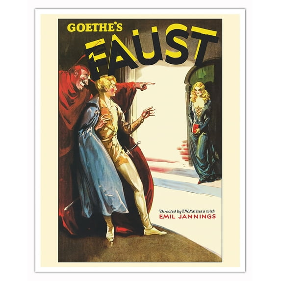 Goethe’s Faust - Starring Gosta Ekman, Emil Jannings - Vintage Film Movie Poster c.1926 - Fine Art Matte Paper Print (Unframed) 16x20in