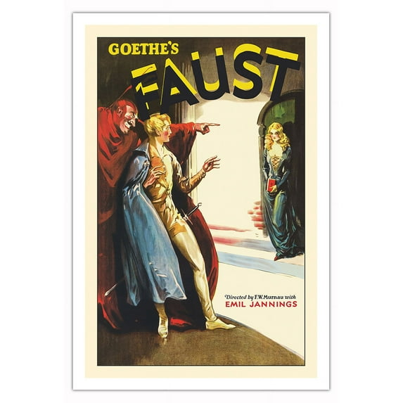 Goethe’s Faust - Starring Gosta Ekman, Emil Jannings - Vintage Film Movie Poster c.1926 - Fine Art Matte Paper Print (Unframed) 30x44in