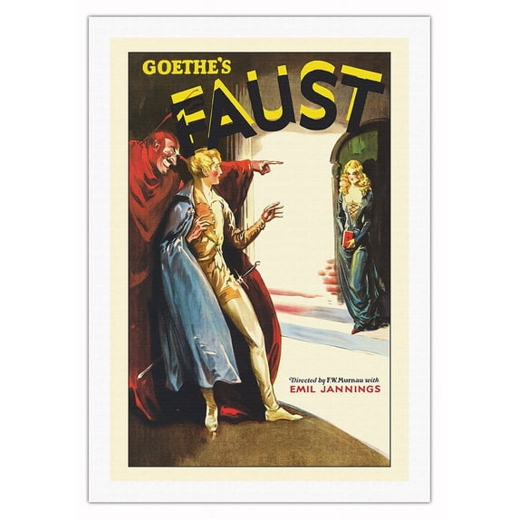 Goethe’s Faust - Starring Gosta Ekman, Emil Jannings - Vintage Film Movie Poster c.1926 - Fine Art Rolled Canvas Print 27in x 40in