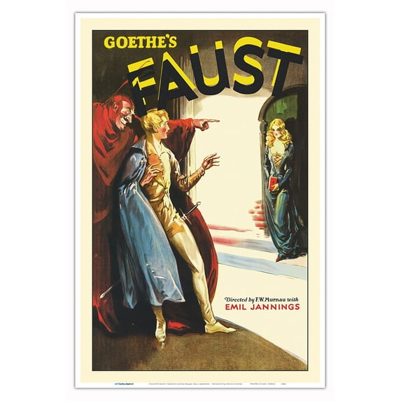 Goethe’s Faust - Starring Gosta Ekman, Emil Jannings - Vintage Film Movie Poster c.1926 - Master Art Print (Unframed) 12in x 18in