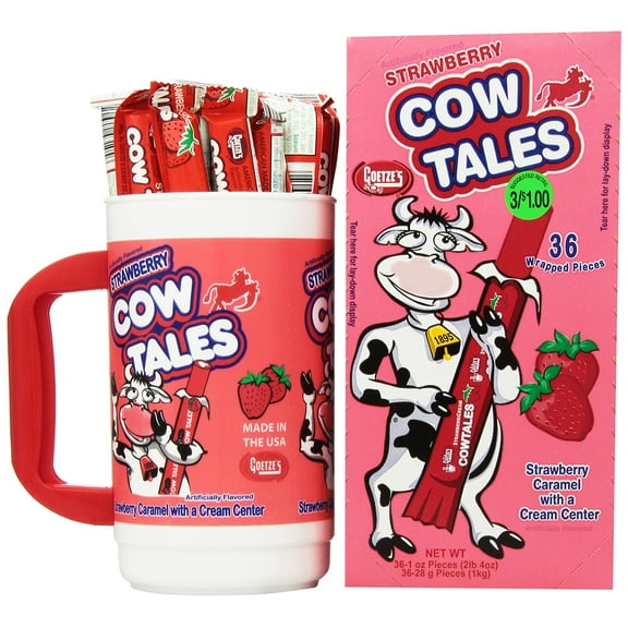 Goetze's Cow Tales Candy Tumbler, Strawberry Smoothie, 100 Count