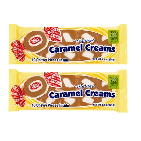 Goetzes Caramel Creams Original 1.9oz, Chewy Delicious Smooth Caramel Candies for Kids Adults Snacks Dessert School Luncbox Office Pantry Movie Night Summer Birthday party Favor Pack of 2