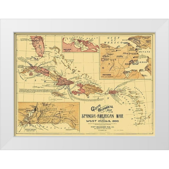 Goff 32x25 White Modern Wood Framed Museum Art Print Titled - Spanish American War West Indies Caribbean